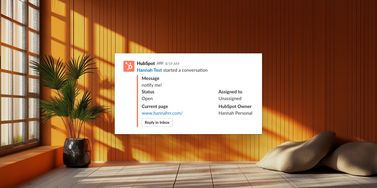 A clip of HubSpot's chat within Slack