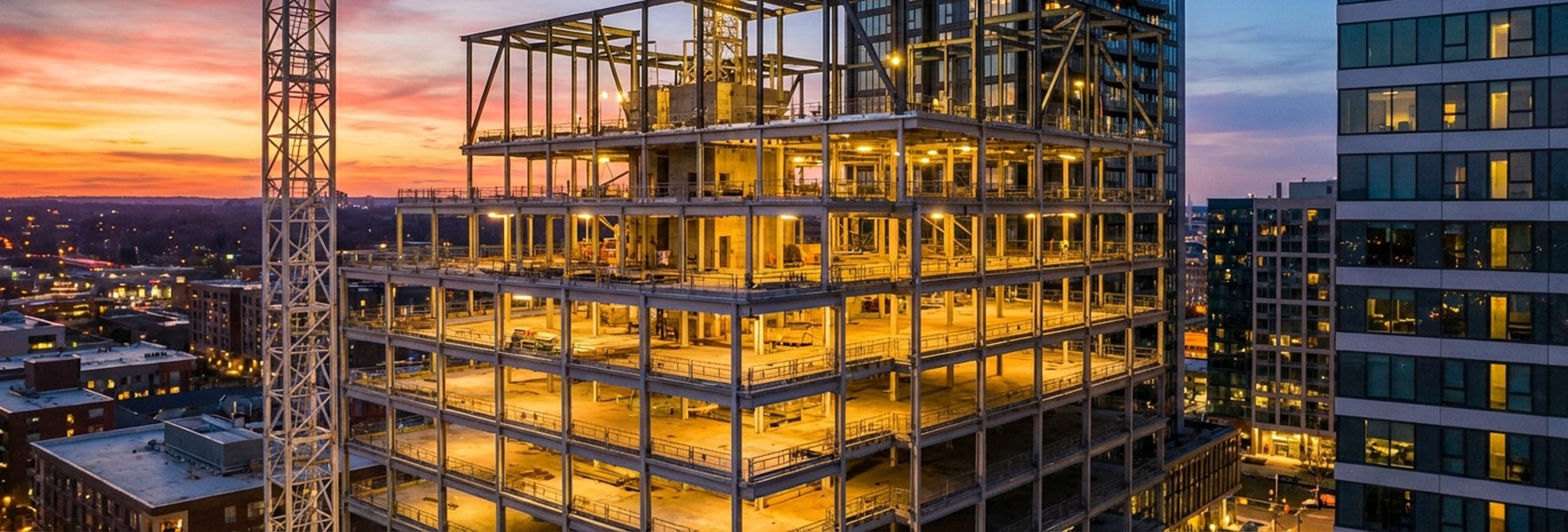 Construction site during the evening