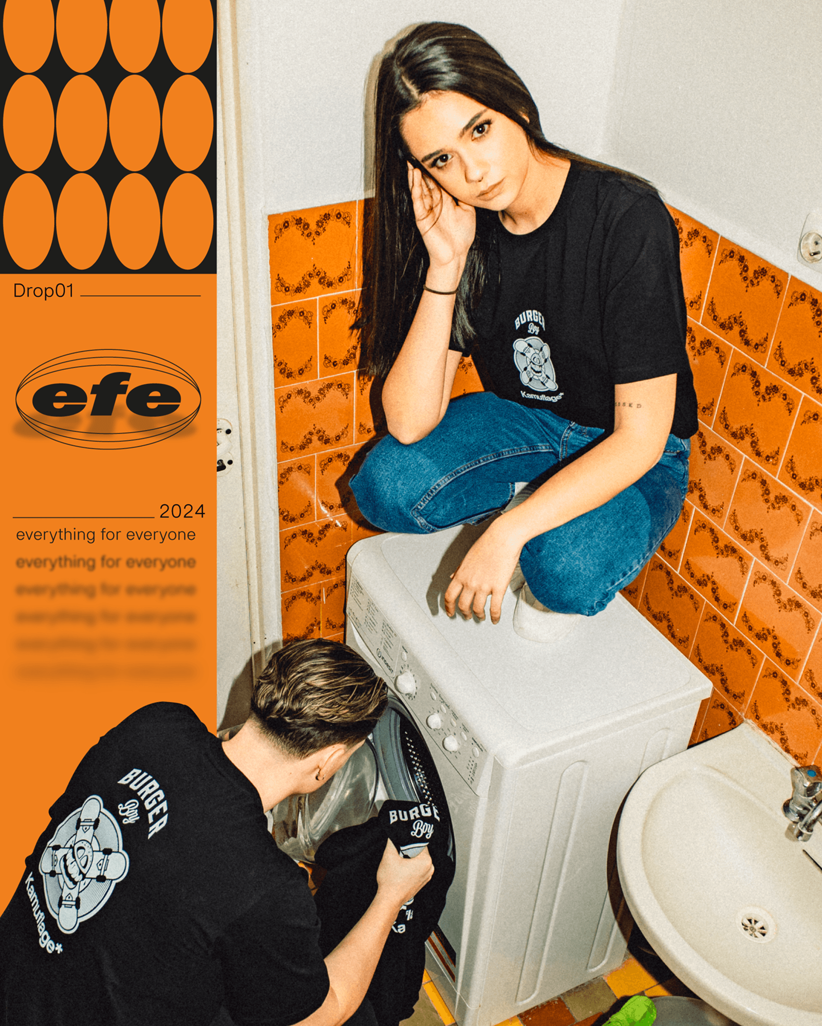 Two models wearing EFE hoodies