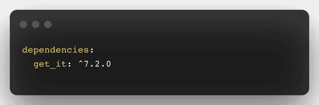 A code snippet with Dart code.