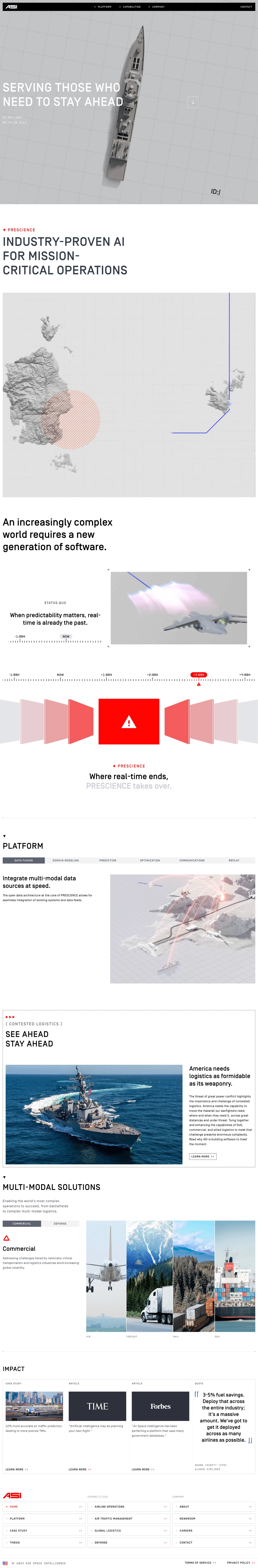 ASI landing page screenshot showcasing Tech design