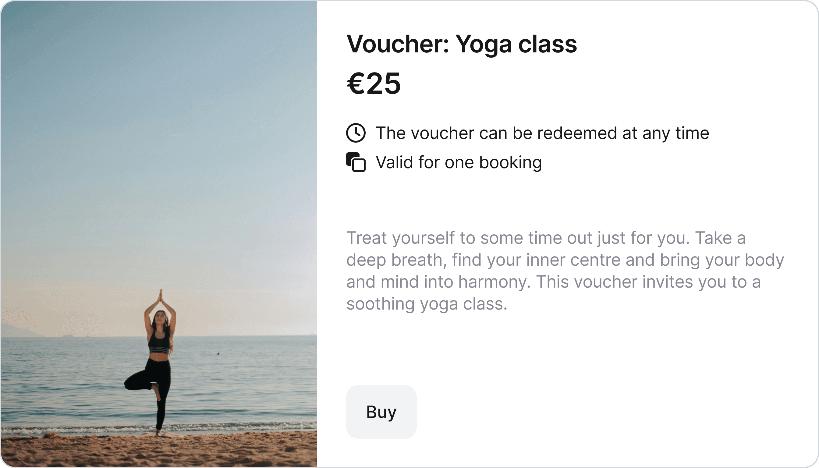 Vouchers for activities, courses, and more, such as yoga classes