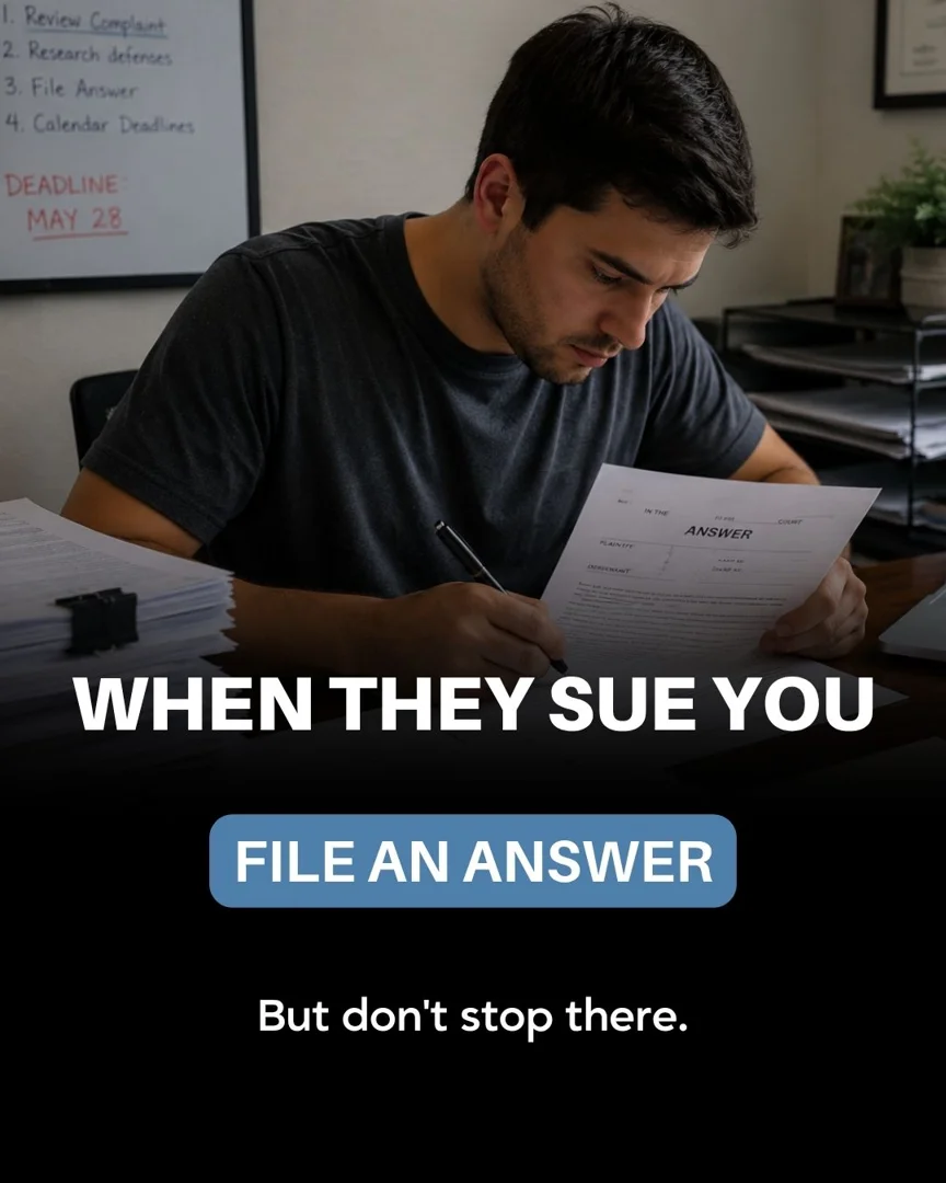 Debtor filling out a court answer form to assert laches defense