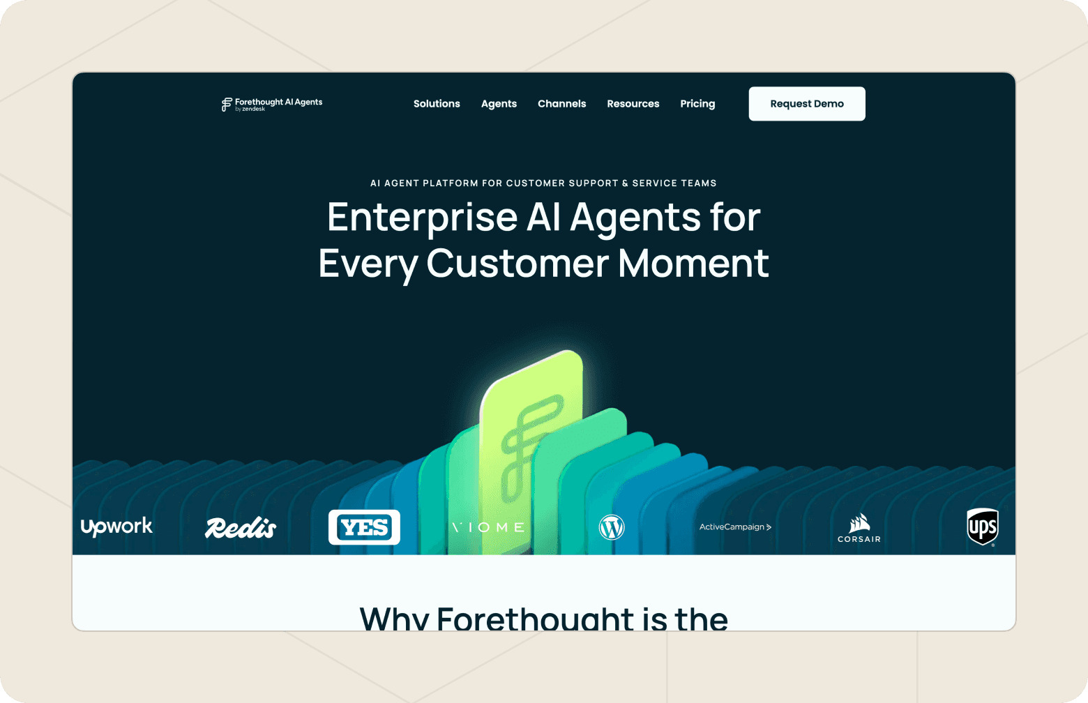 Screenshot of the Forethought homepage.