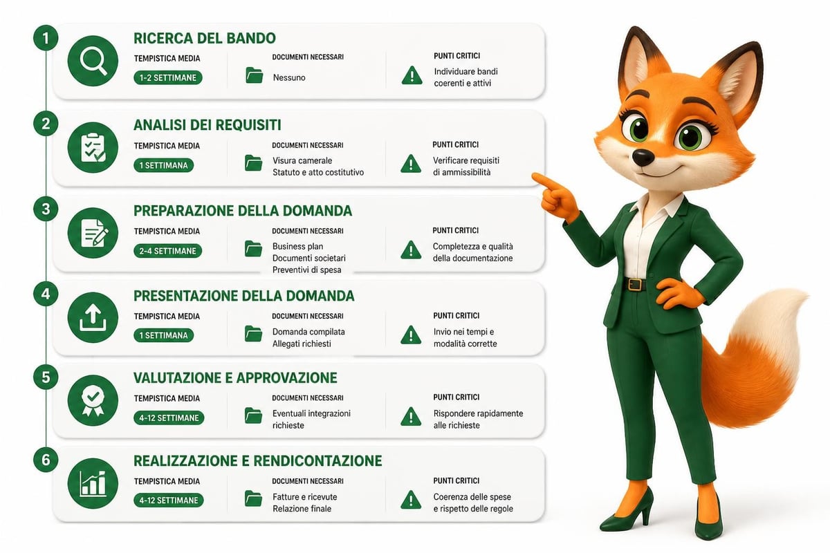 Timeline processo di accesso ai contributi