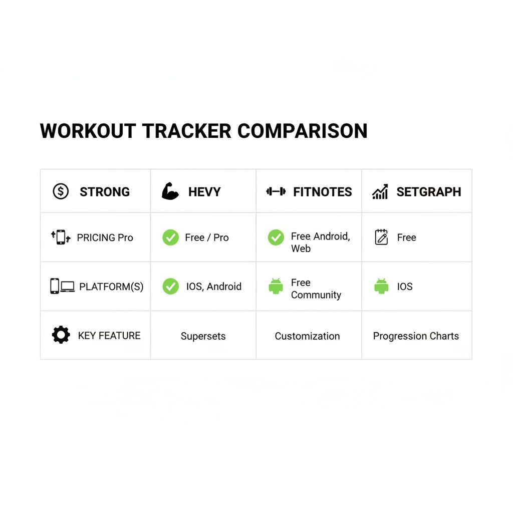 Comparison of top workout tracker apps recommended on Reddit