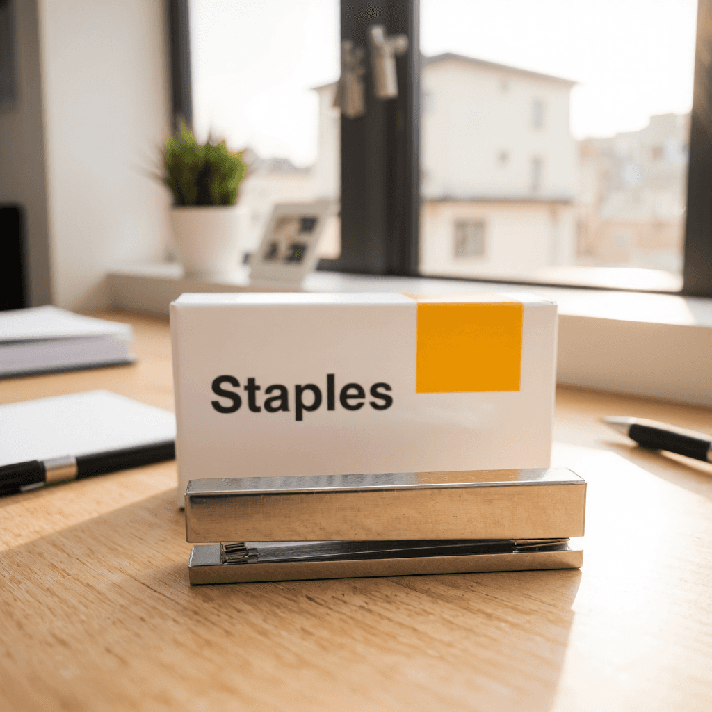 product photography of box of staples used for binding papers together