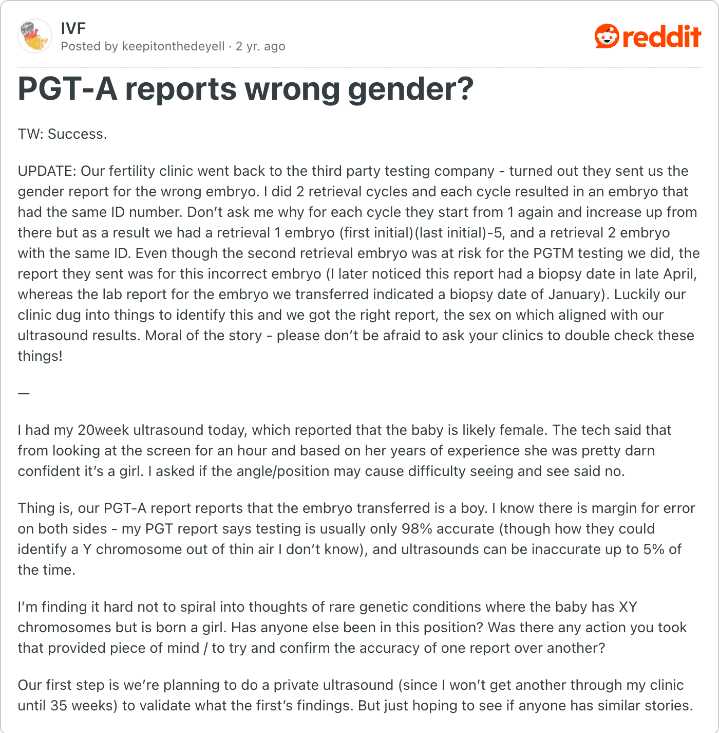 Post on Reddit