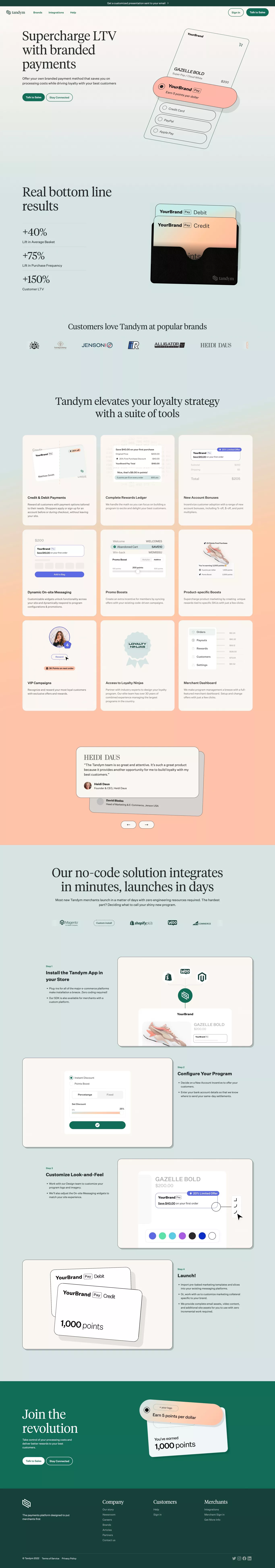 Tandym landing page screenshot showcasing Tech and Finance design