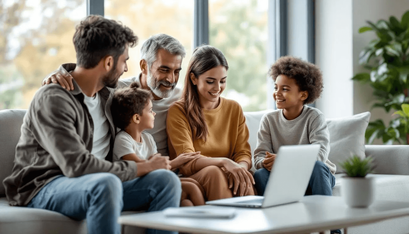 A family discussing charitable giving after receiving a large inheritance.