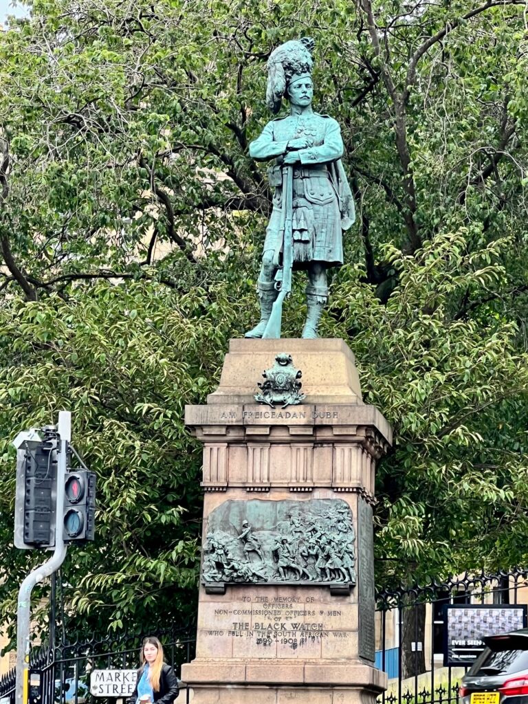 A green statue in Edinburgh.