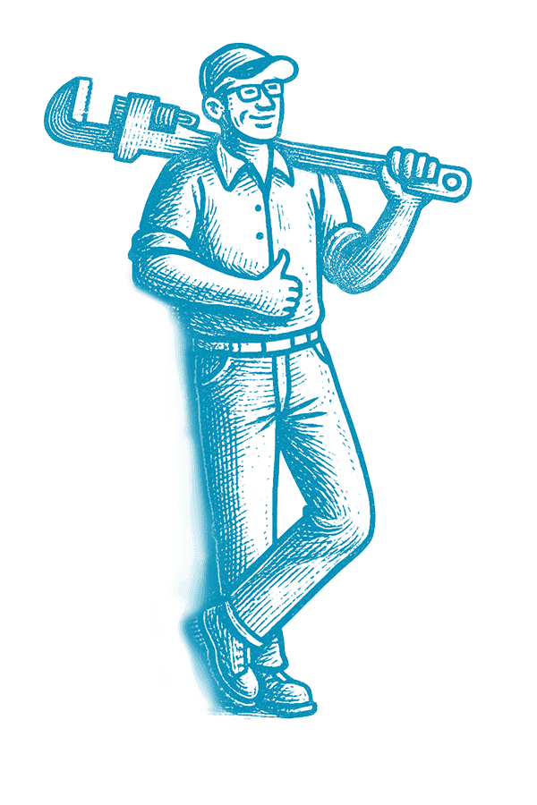 Un plombier parisien tenant des outils de dépannage et dégorgement