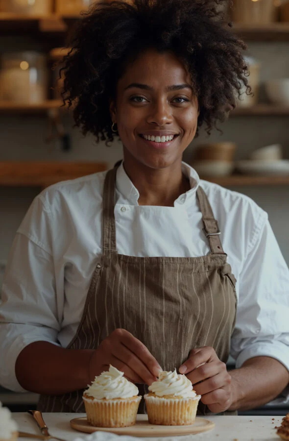 confeiteira fazendo cupcakes
