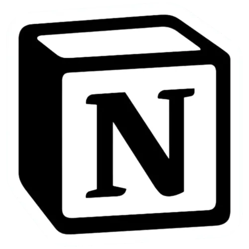 Minimalist black and white Notion icon, representing productivity and organization. By a branding expert.