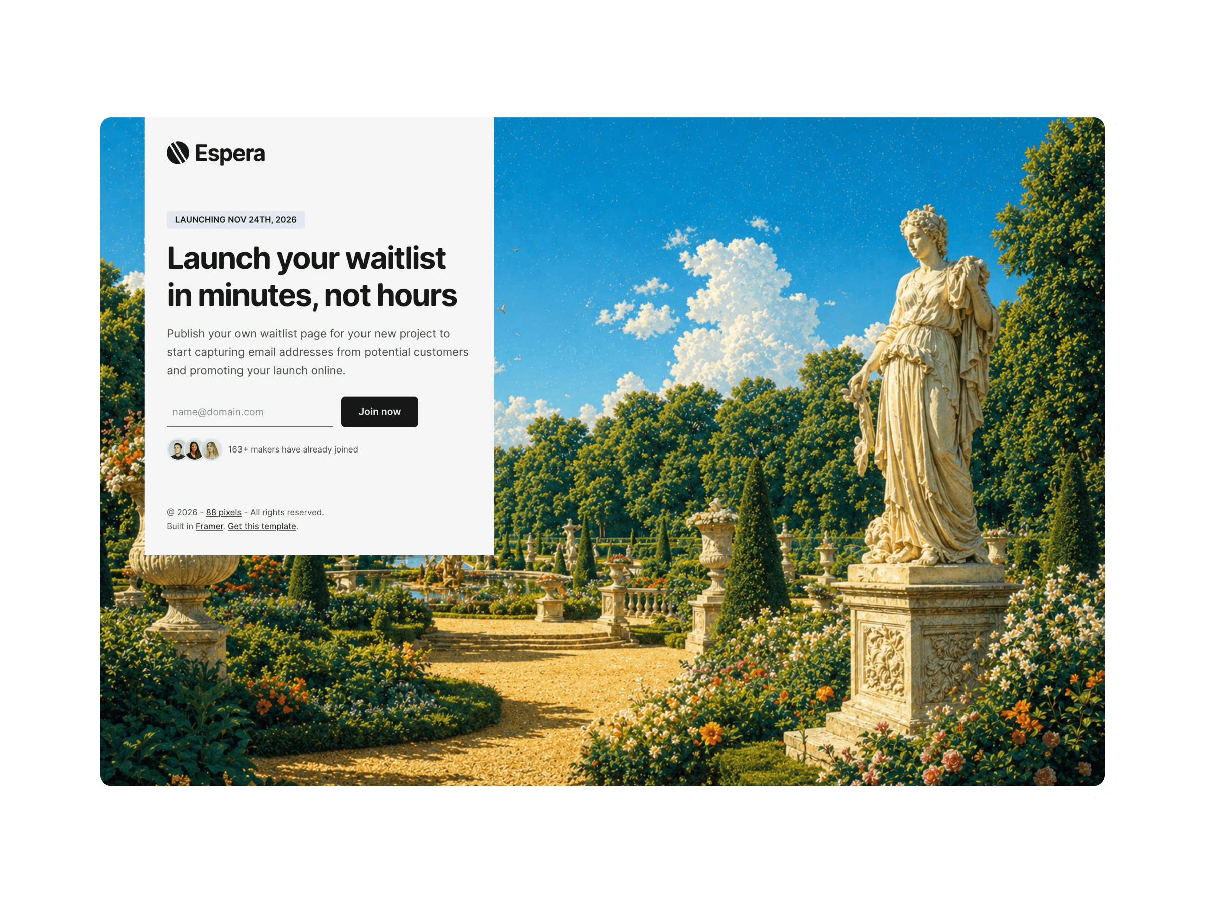 Espera Framer template preview