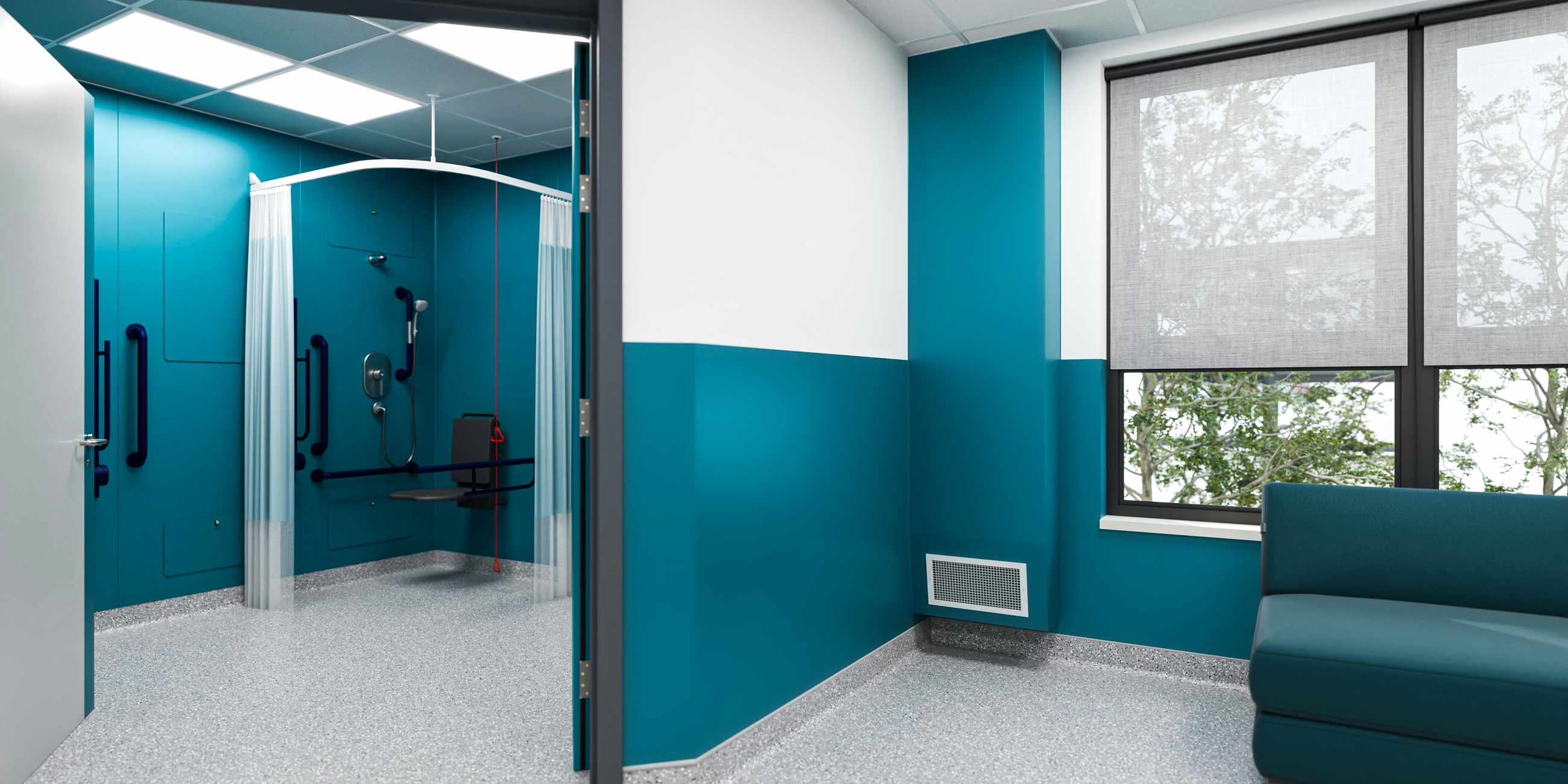 Hygipod Vent on diamond wall cladding with Doc M cubicle