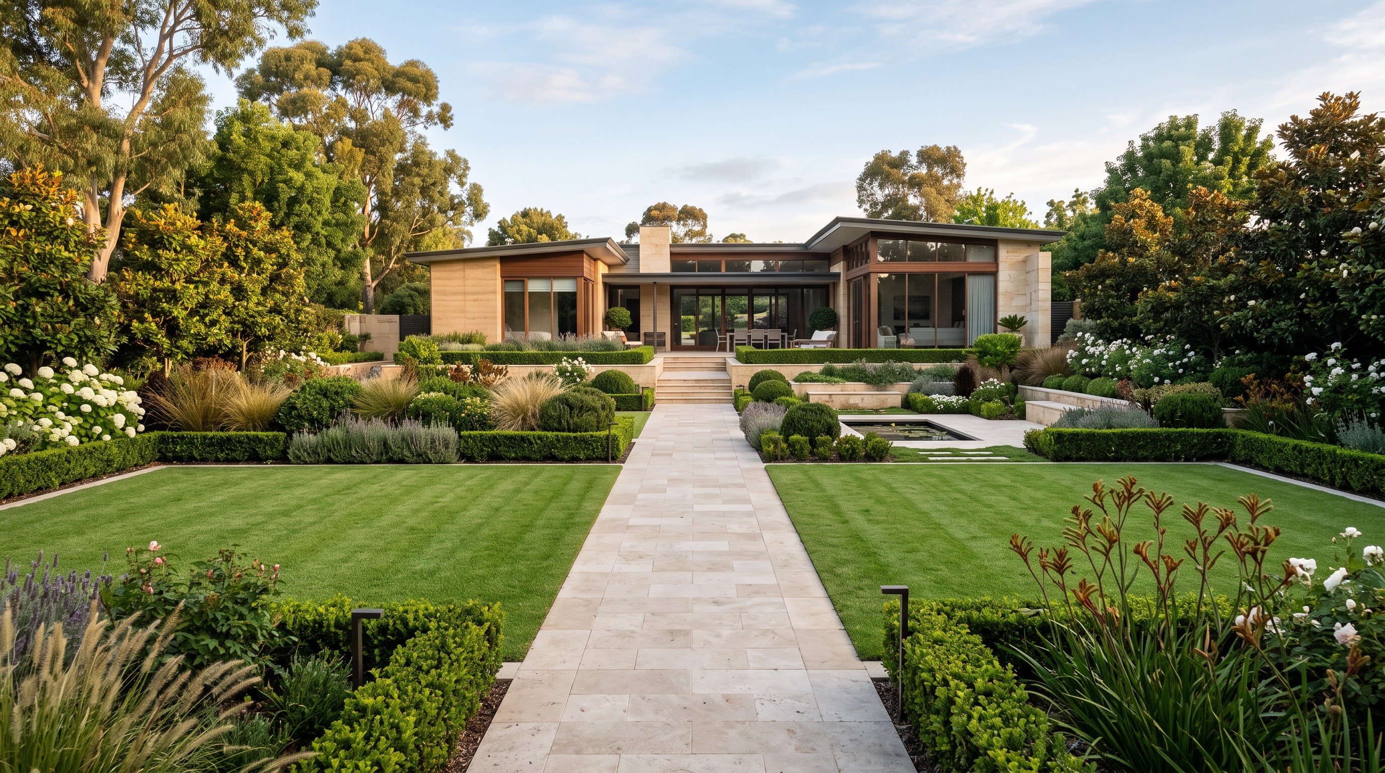 Stone cottage with manicured garden