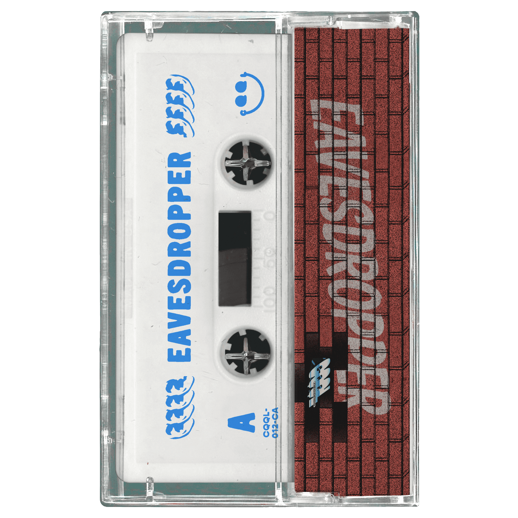 Cassette tape with 'Eavesdropper' branding on a white background