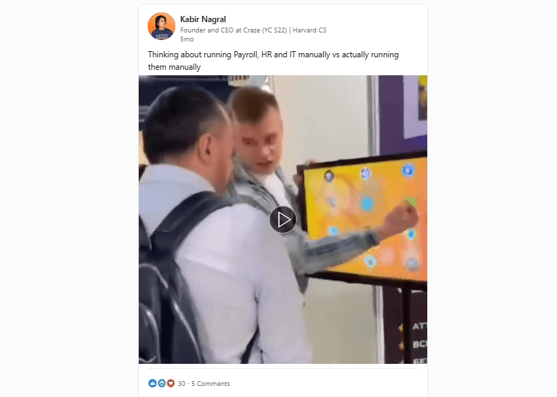 Kabir Nagral LinkedIn post