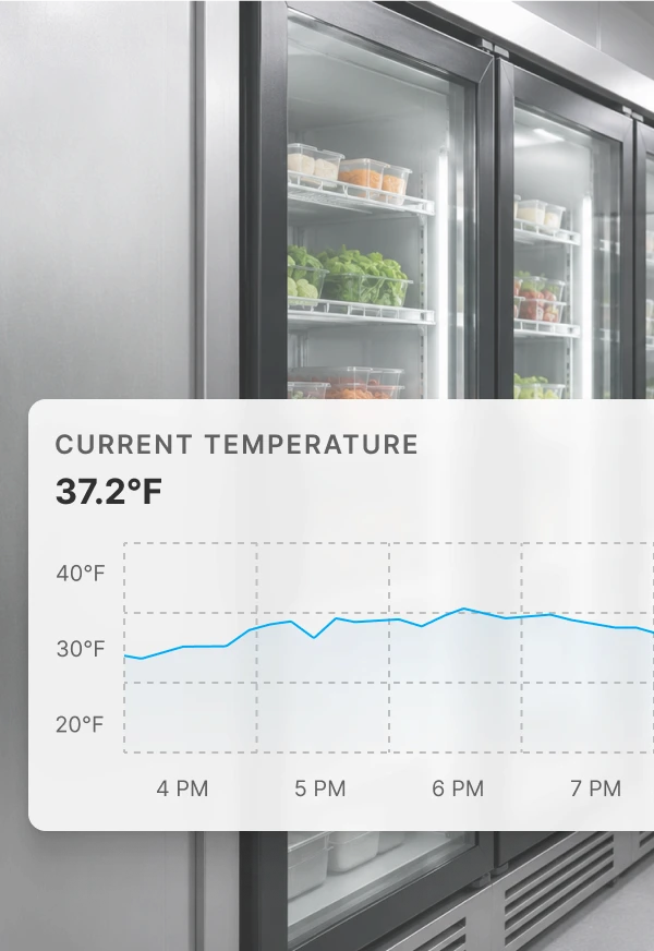 Continuous freezer temperature capture chart from a monitored commercial refrigeration asset