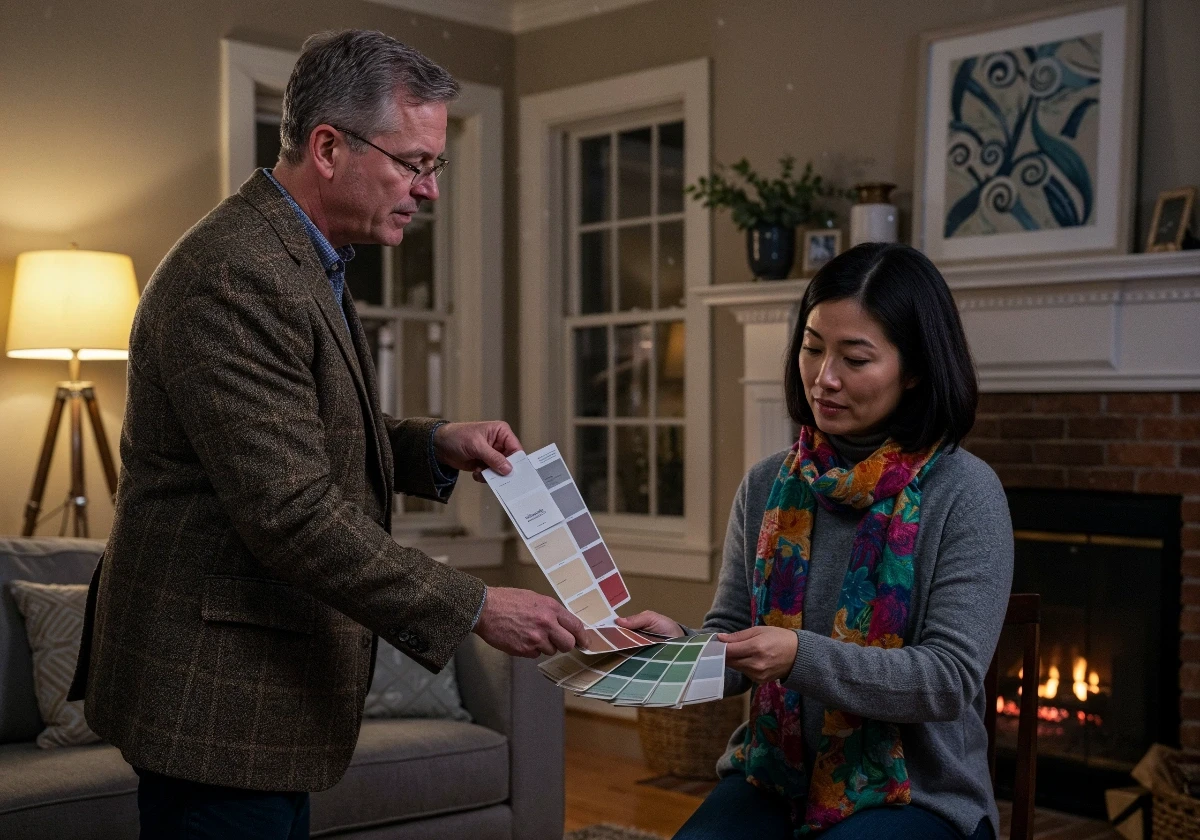 Professional color consultation in Whitestone home with Queens homeowner