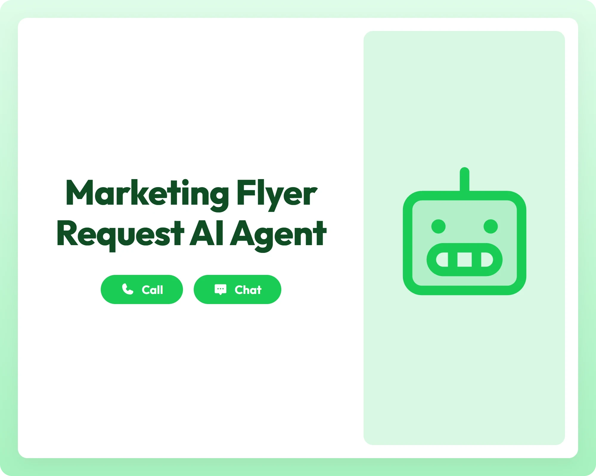 ai marketing agent offers seamless support through call and chat buttons alongside a robot icon