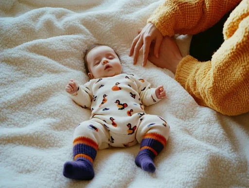 A peacefully sleeping infant on a soft blanket, with a caring nanny nearby, showcasing expert and nurturing infant care.