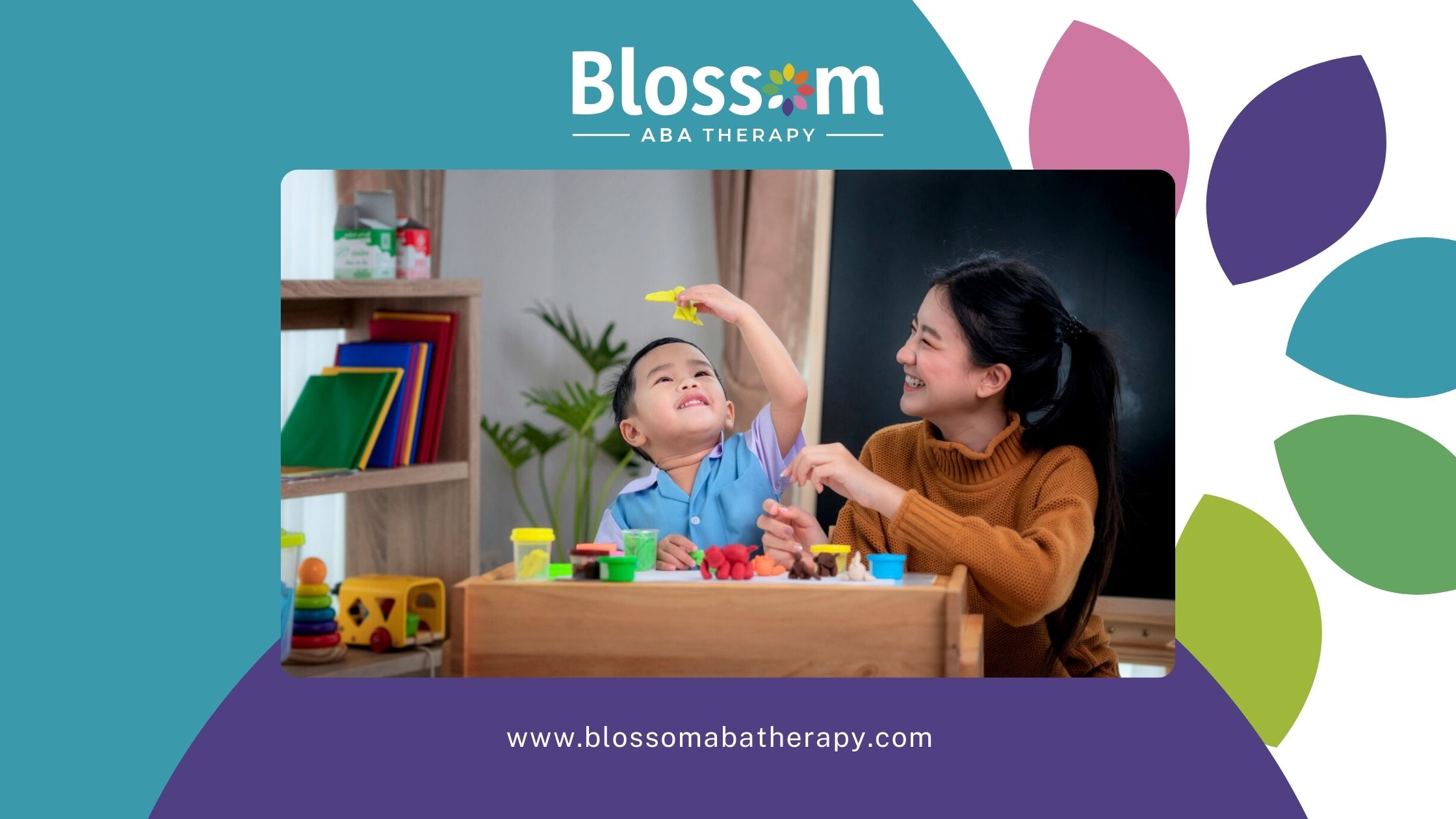 Child engaging in ABA therapy with therapist using play activities.