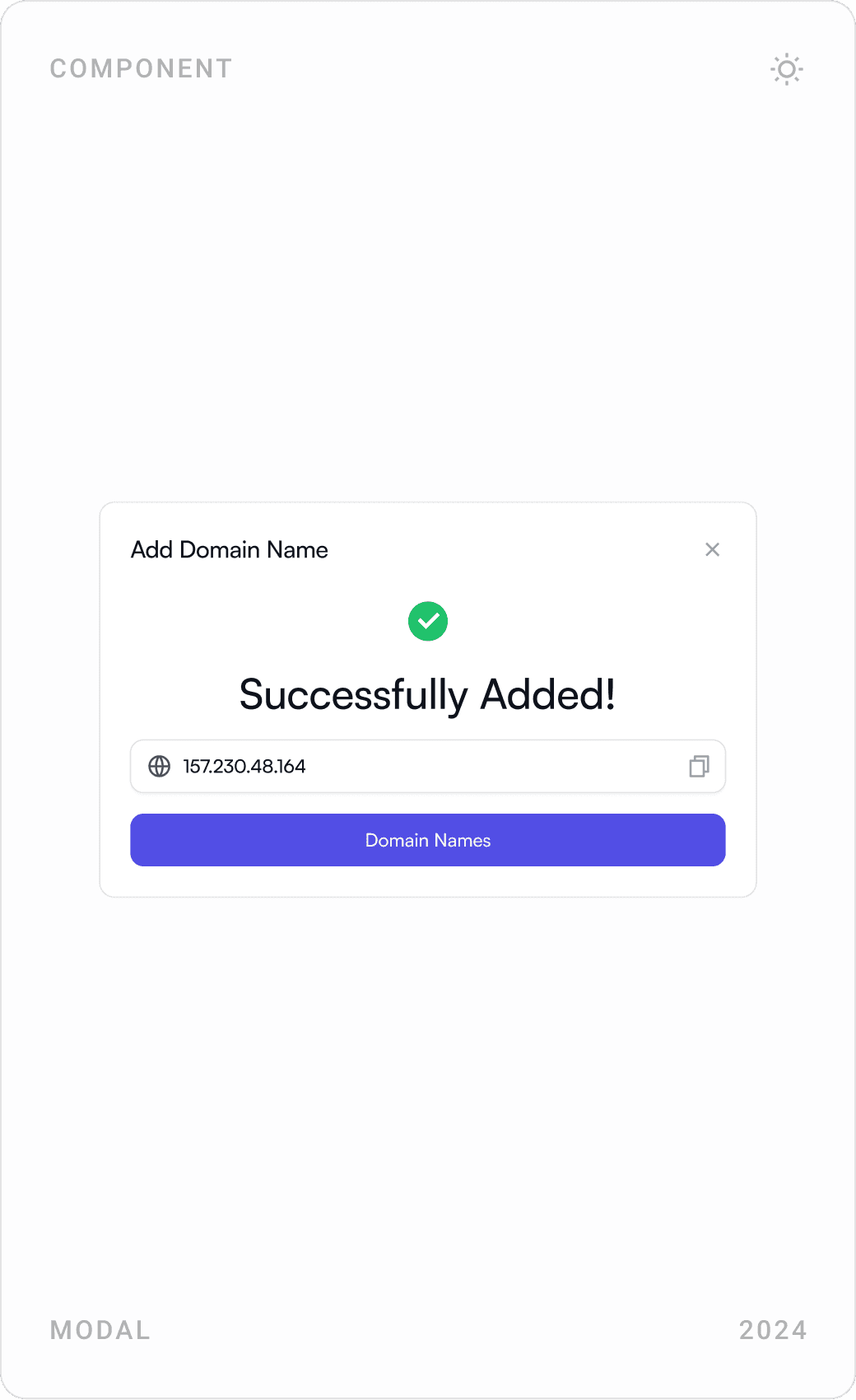 Professional Domain Addition Modal Design