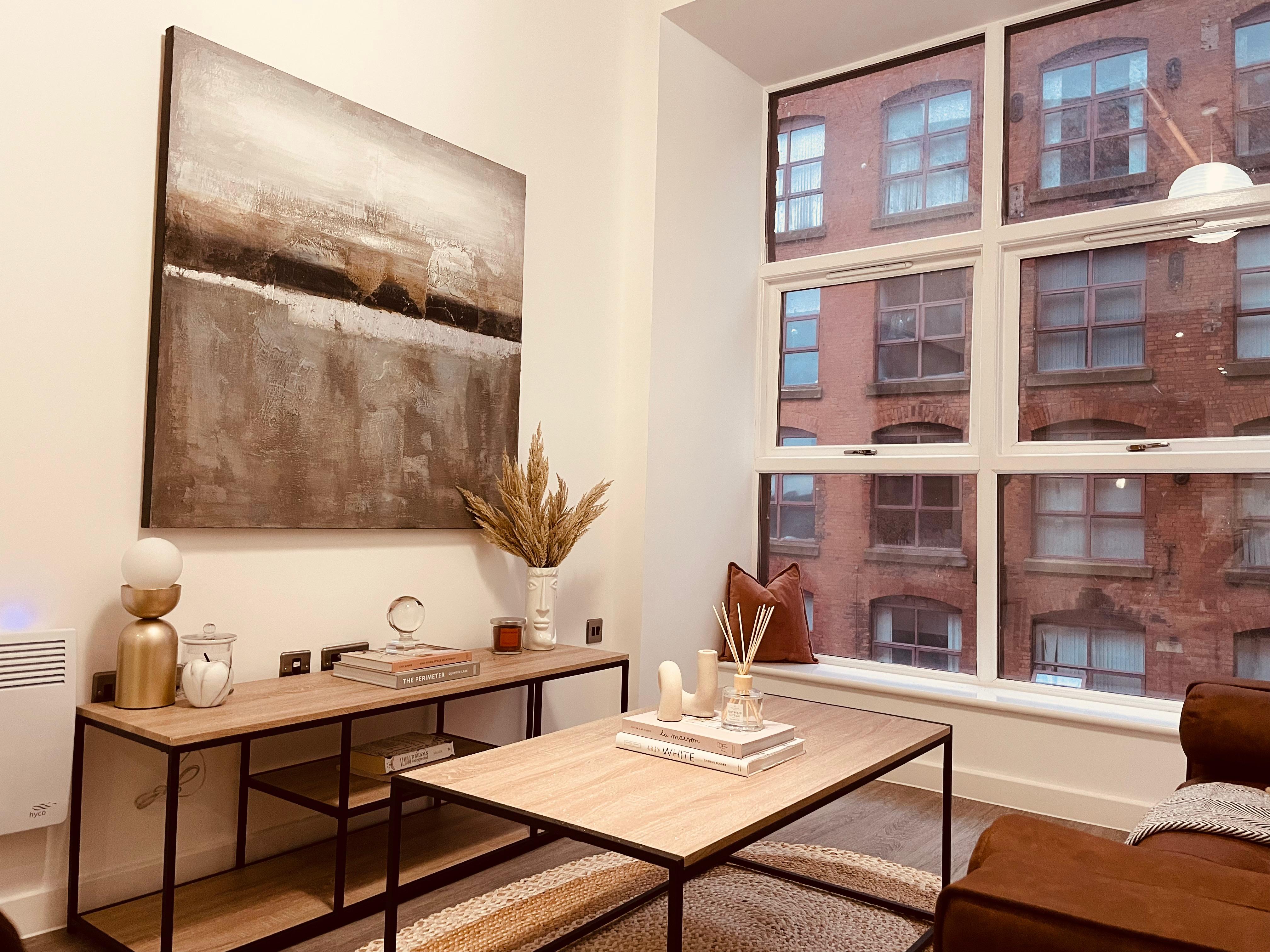 Artwork and accessories in Manchester show flat by White Circle design studio