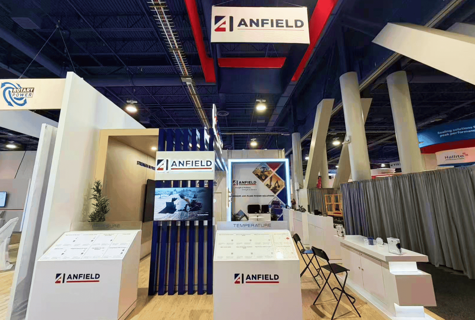Las Vegas exhibit installation with rigging, AV, electrical service, and move-out coordination