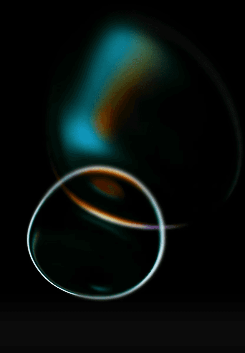  An abstract background image with two overlapping oval shapes, one larger and dark with green and red light refractions, and a smaller one with a white glowing outline, set against a black background, ideal for a "Why Choose Our Service" section.