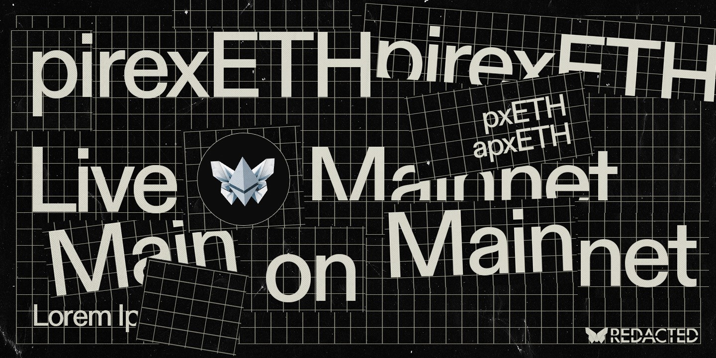 Marketing graphic announcing pxETH by Redacted