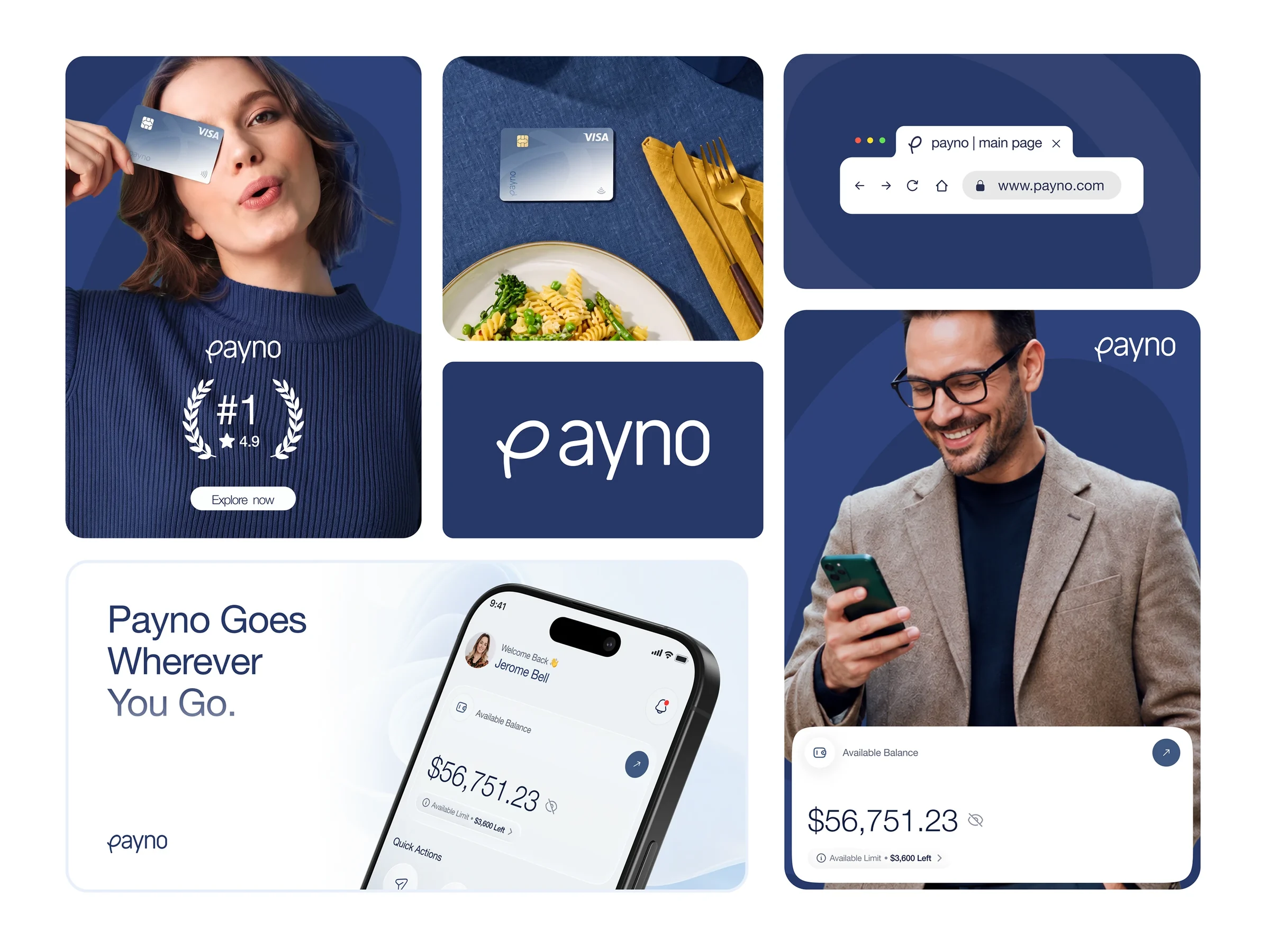 The brand in use: card, site and campaign