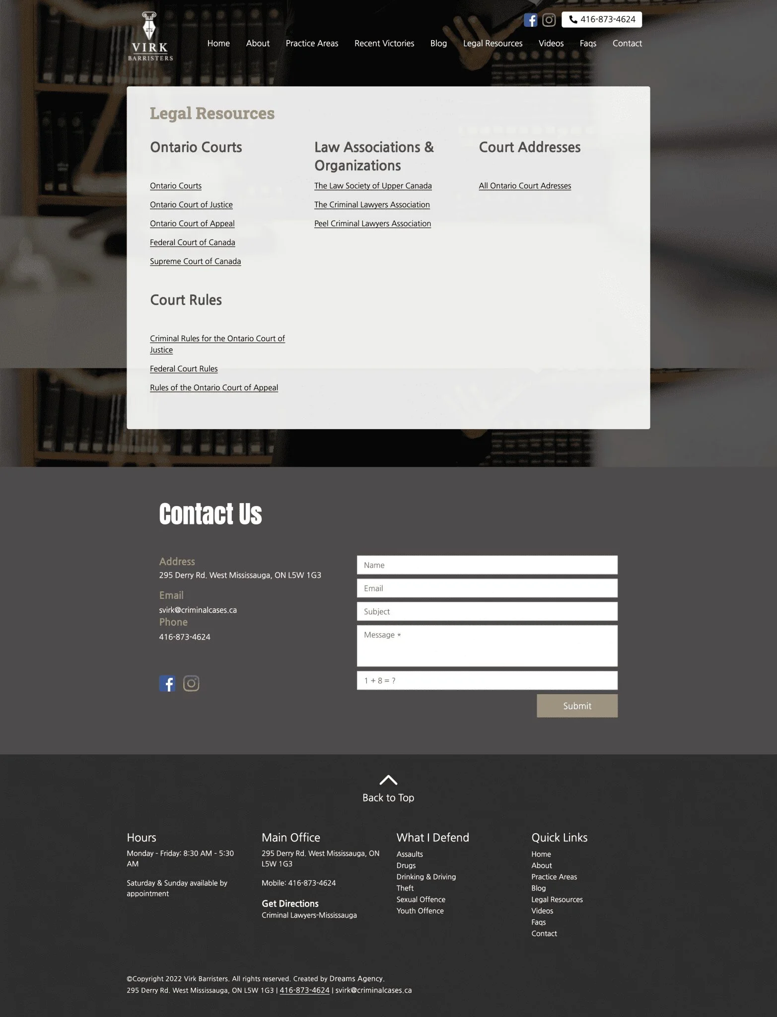legal resources page for virkbarristers website developed & designed by Dreams Agency Mississauga, Ontario