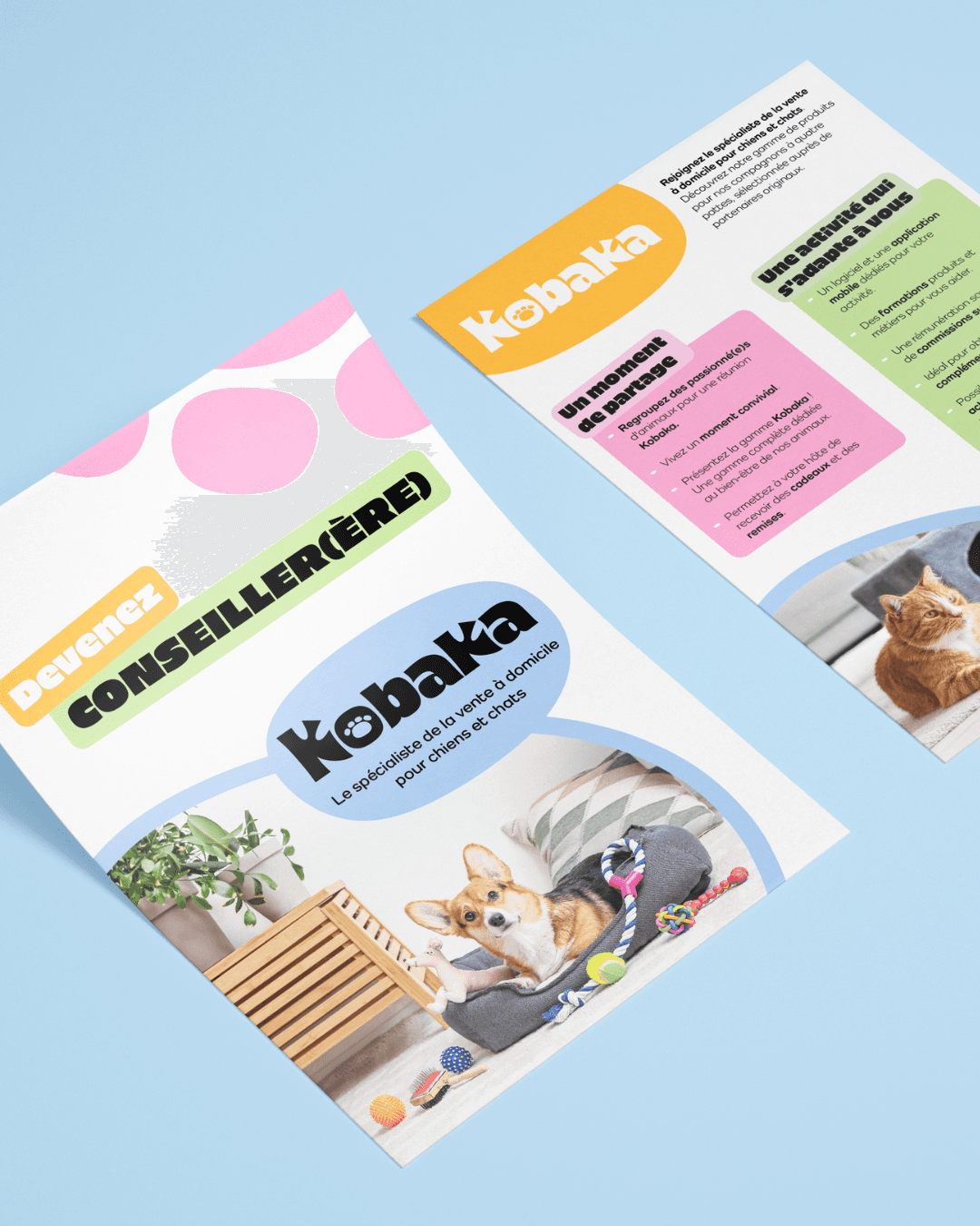 Support print, flyer pour Kobaka, réalisé par Coralie De Almeida, branddesigner secteur animalier