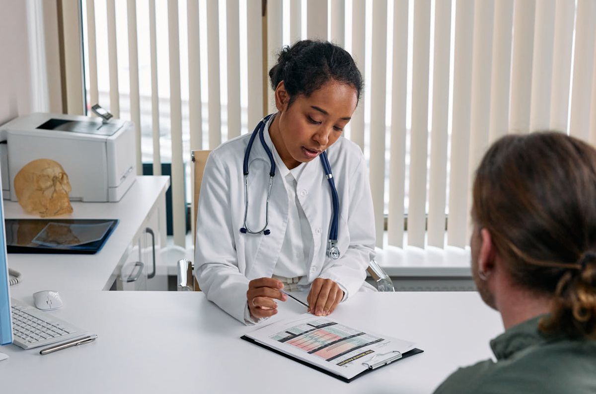 Clinician reviewing patient information