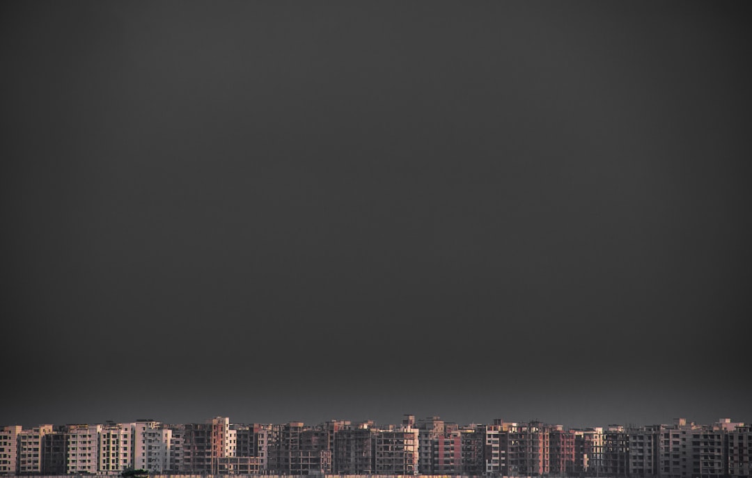 city skyline during night time