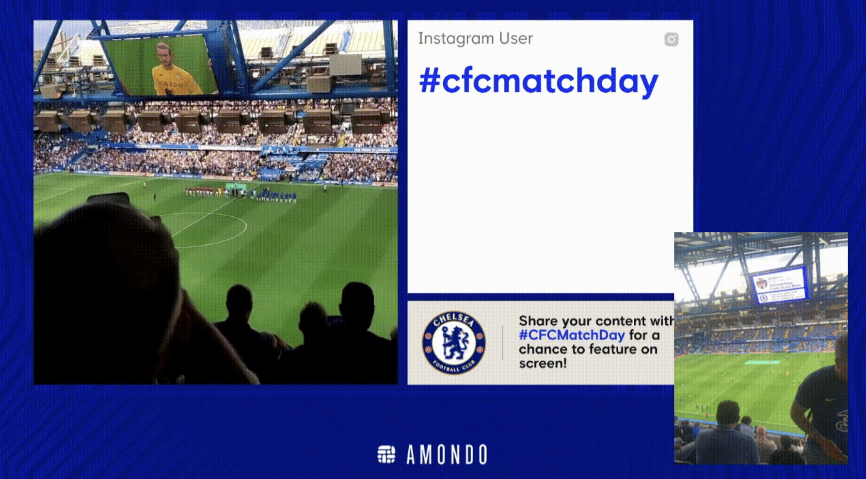 Chelsea FC matchday fan participation display powered by Amondo