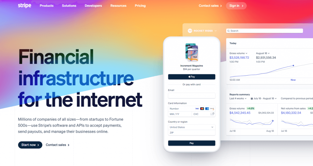 stripe home page