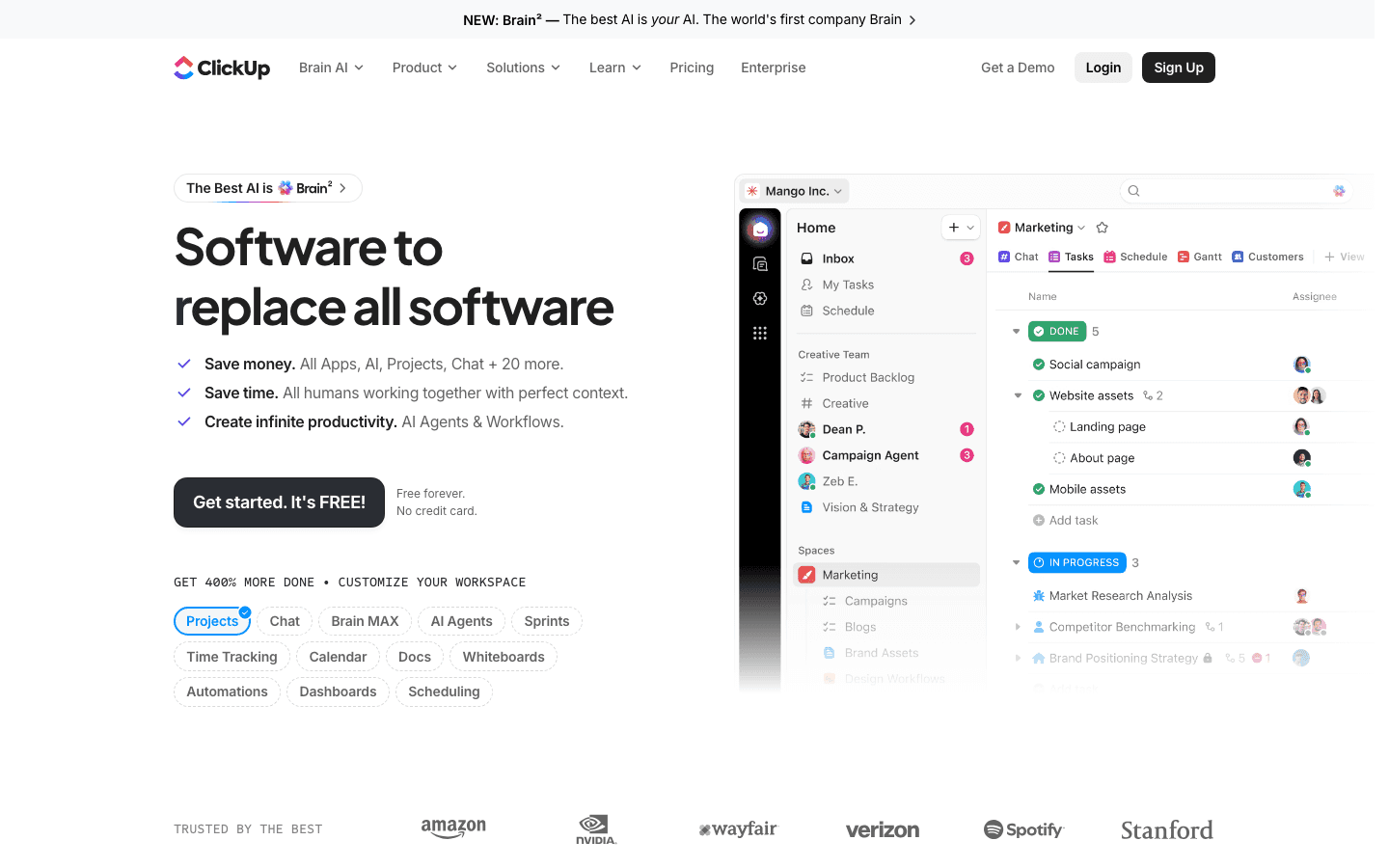 ClickUp website homepage