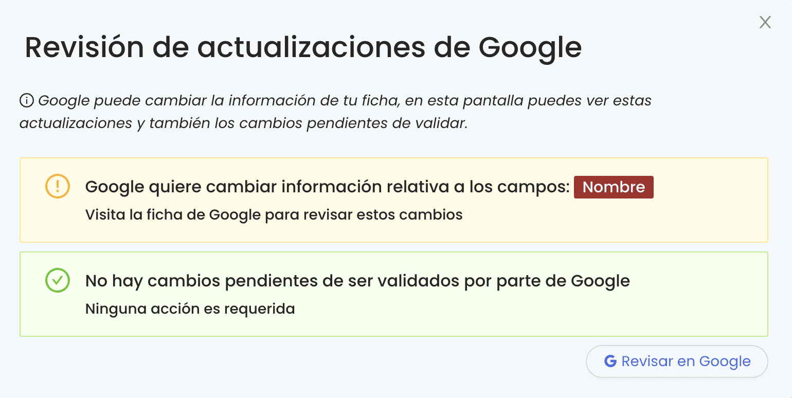 actualizaciones de google