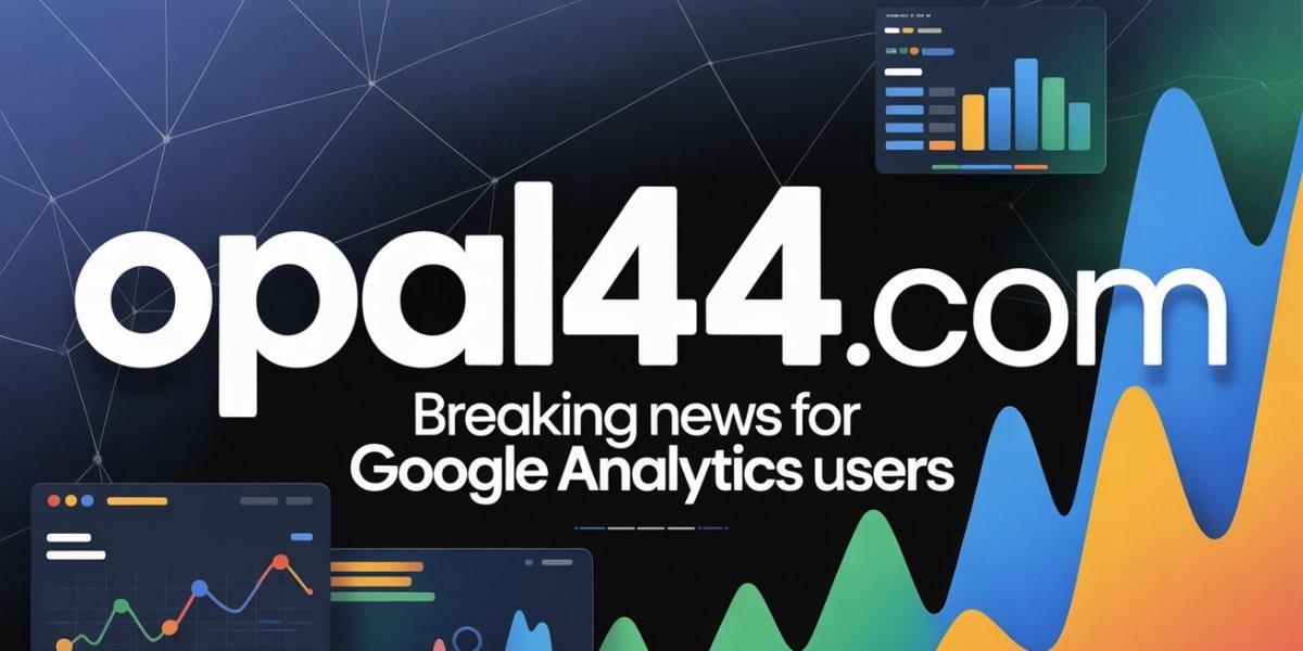 Opal44 logo with vibrant data visualization, representing AI-powered insights for Google Analytics users to simplify website analytics.