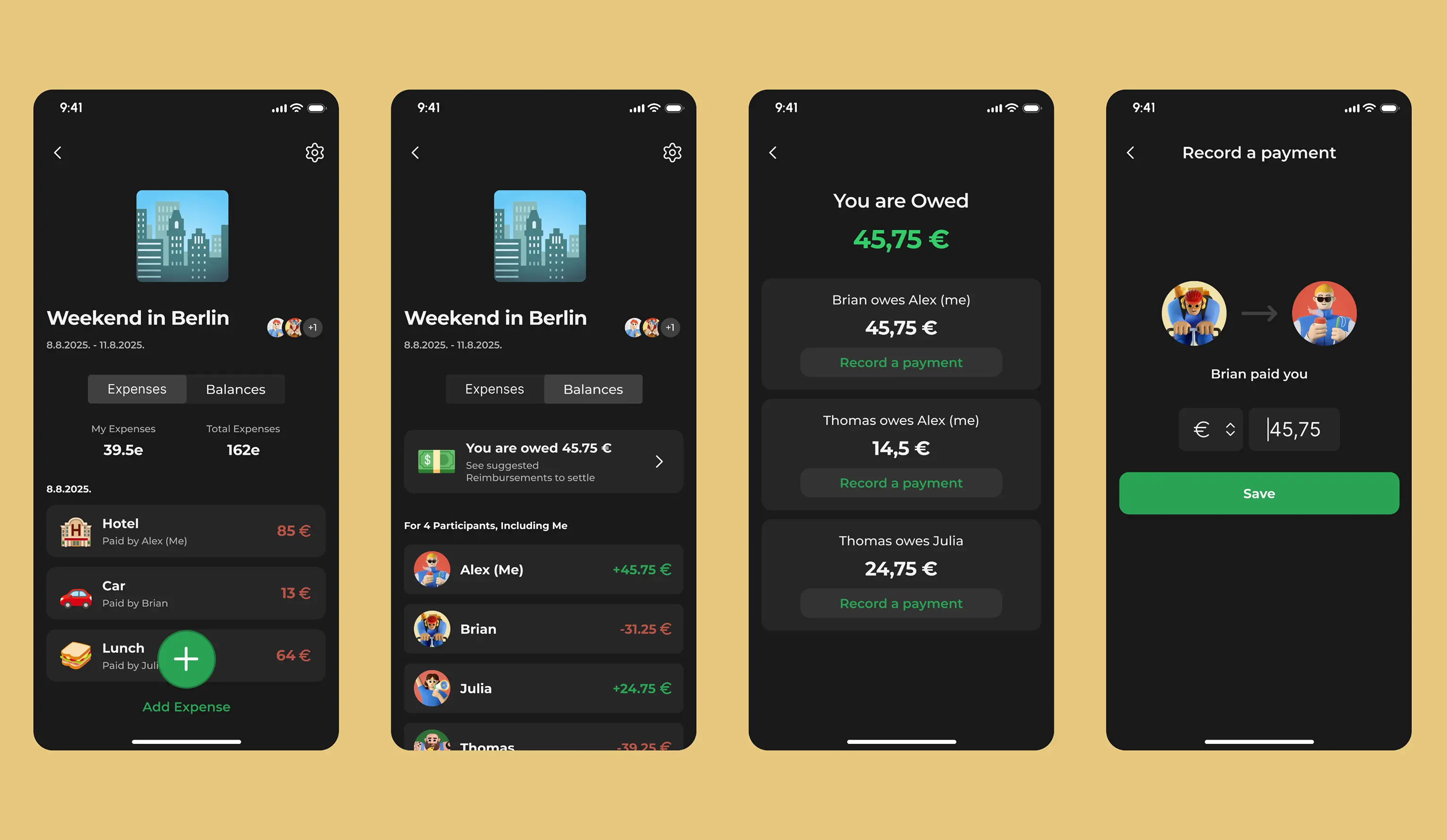 Mobile app design for bill spliting app
