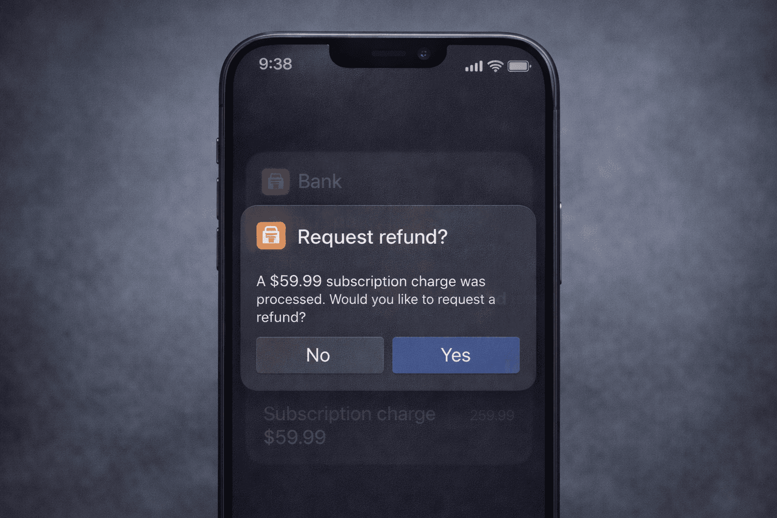 Subscription chargeback request