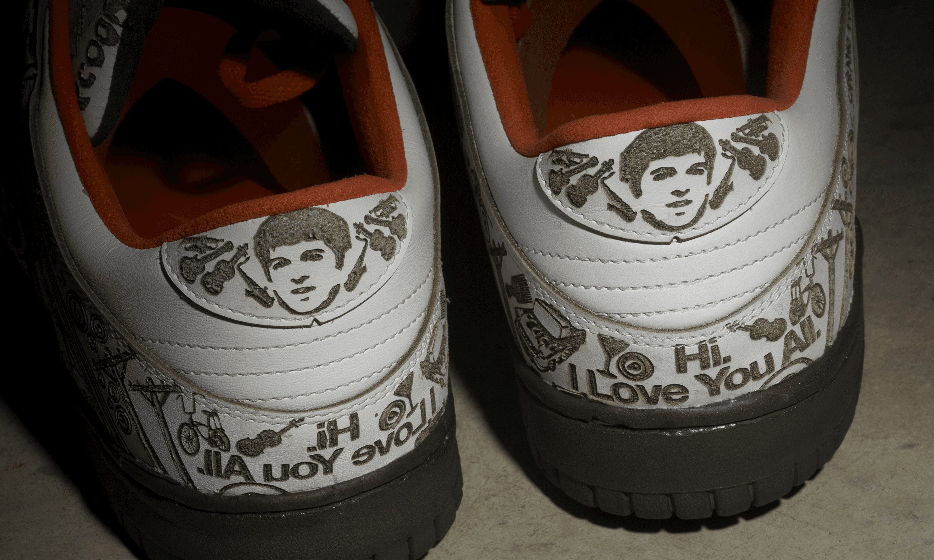 custom lasered nike dunk shoes, rear view