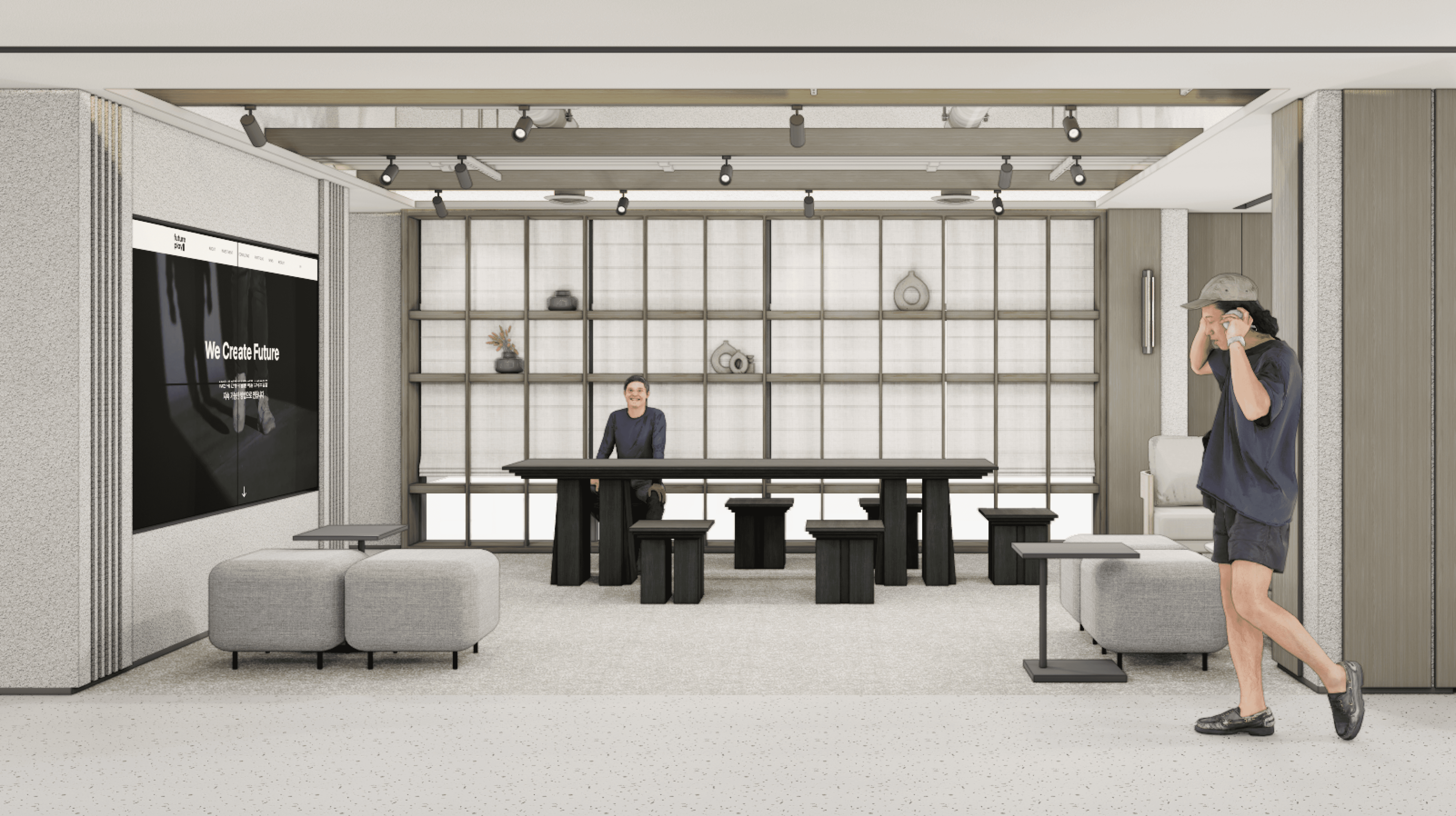 퓨처플레이 메인 라운지에서 자유롭게 활동하는 구성원의 모습