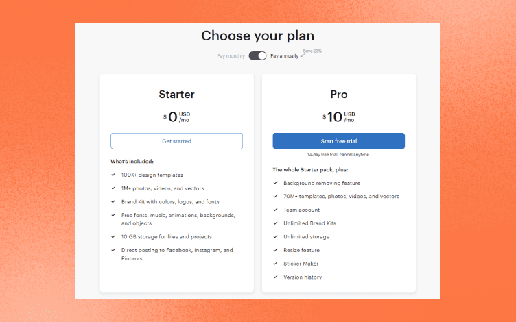 VistaCreate pricing