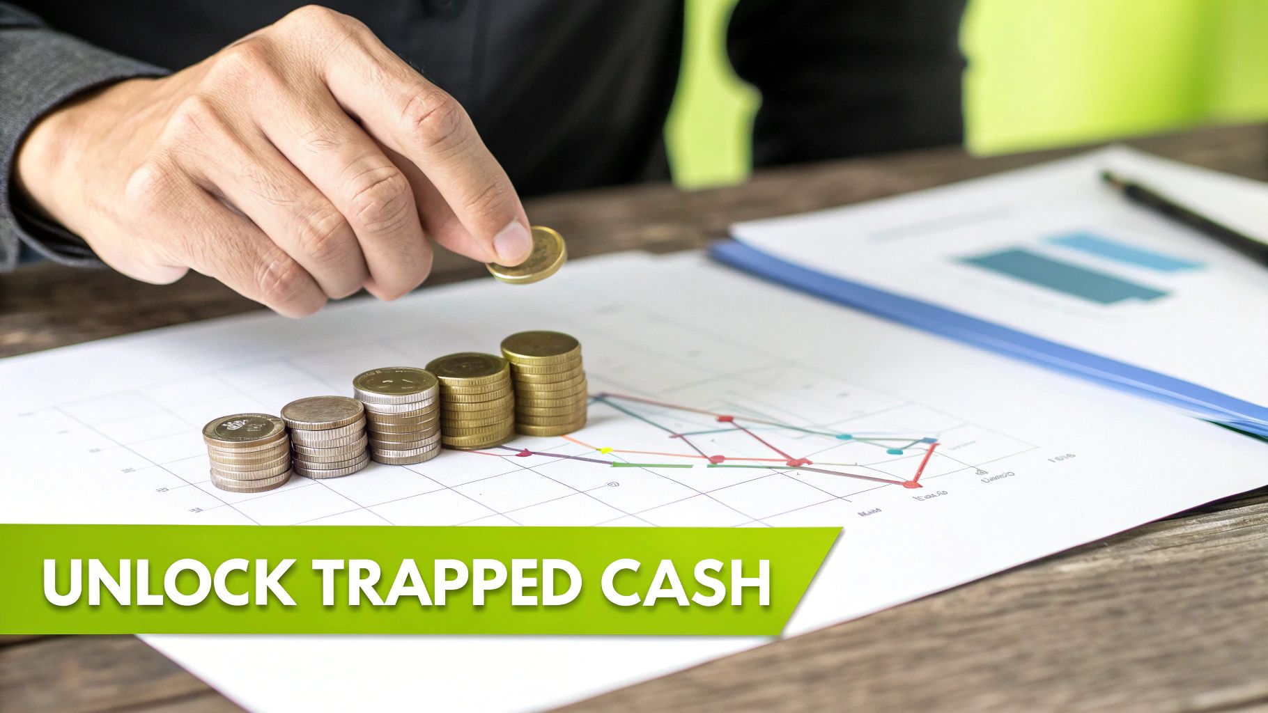 A dashboard showing a downward trend for DSO and improved cash flow.