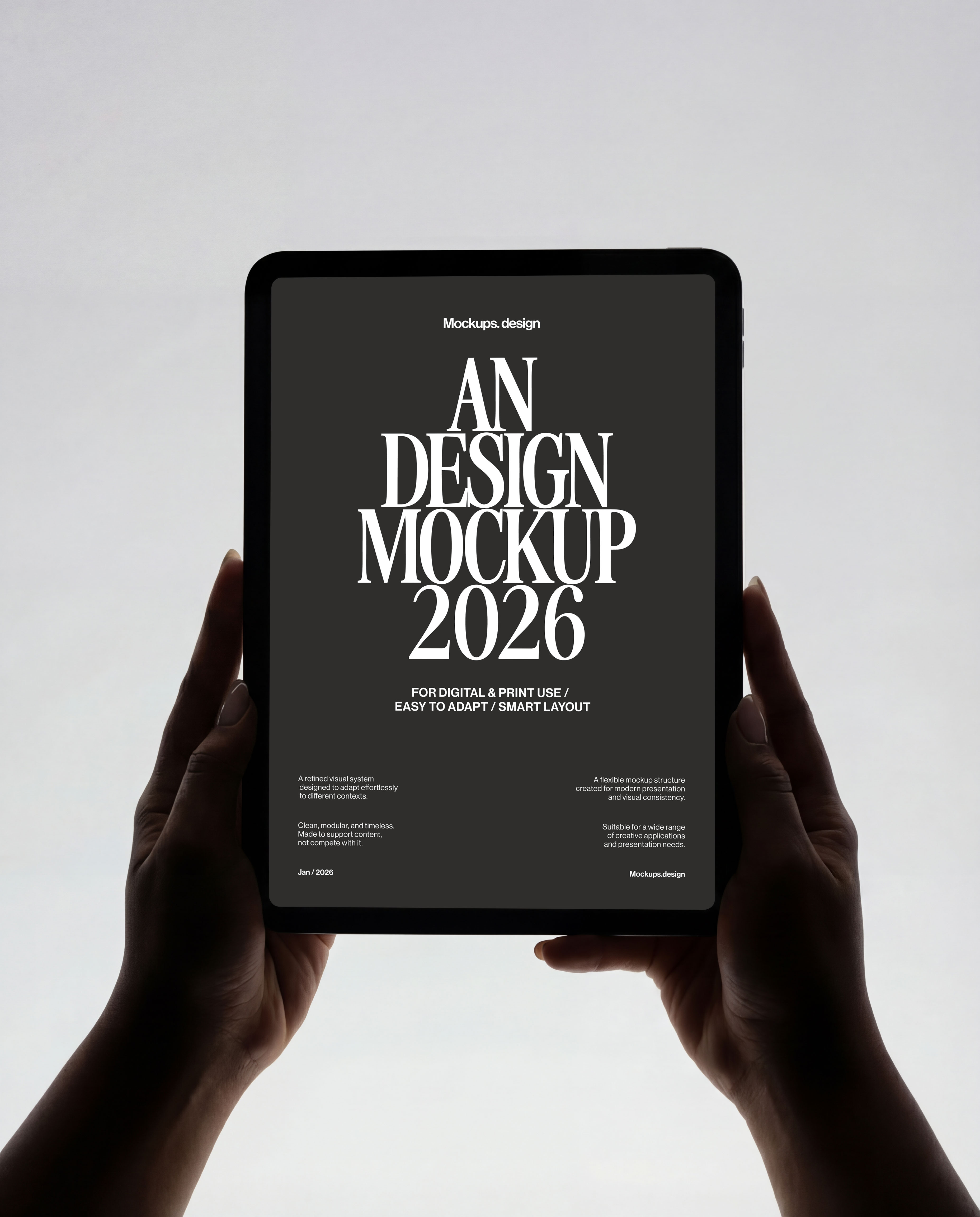 iPad mockup with minimal clean background, professional scene